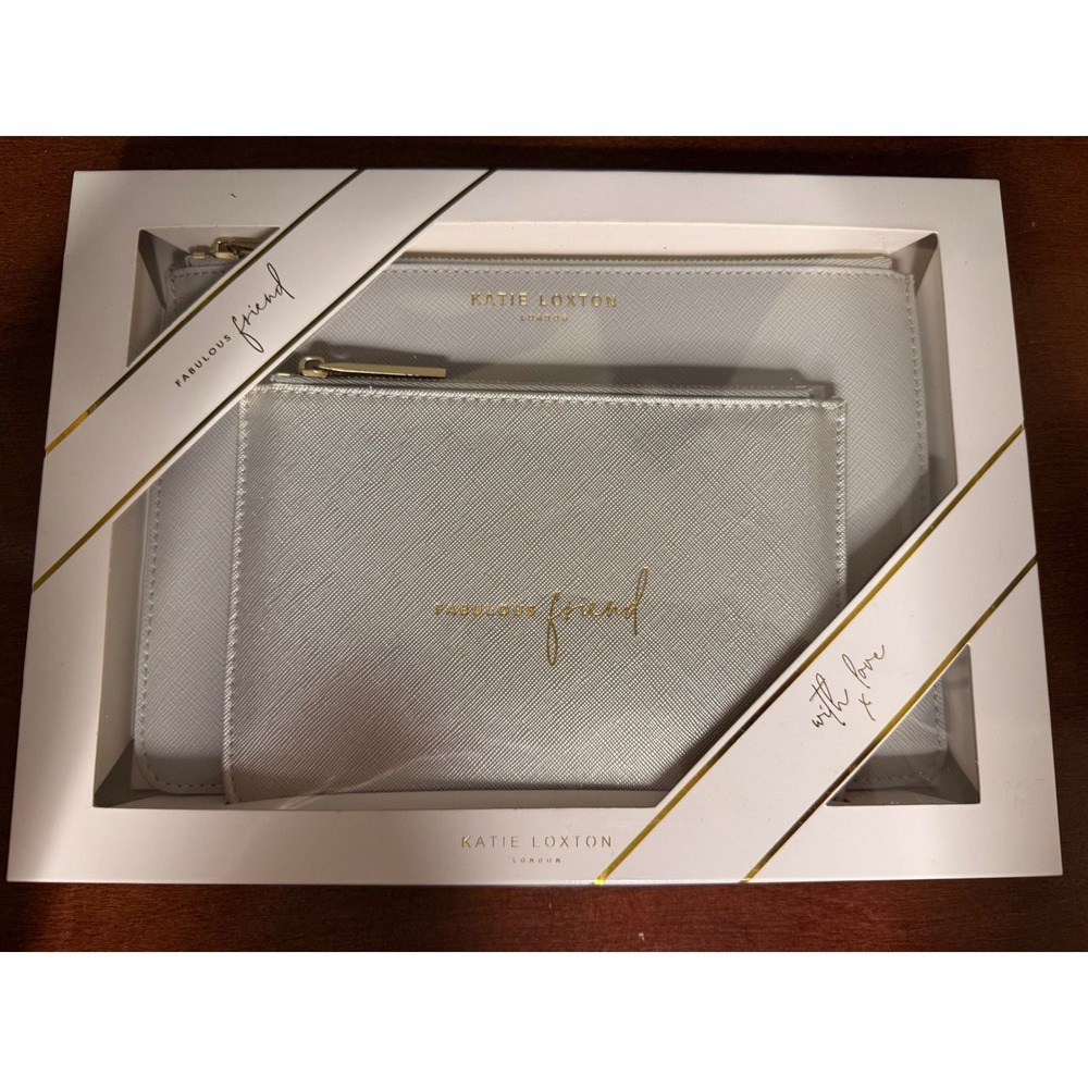 Katie Loxton Fabulous Friend Gift Set Silver Vegan Leather Pouches KLB585 NIB